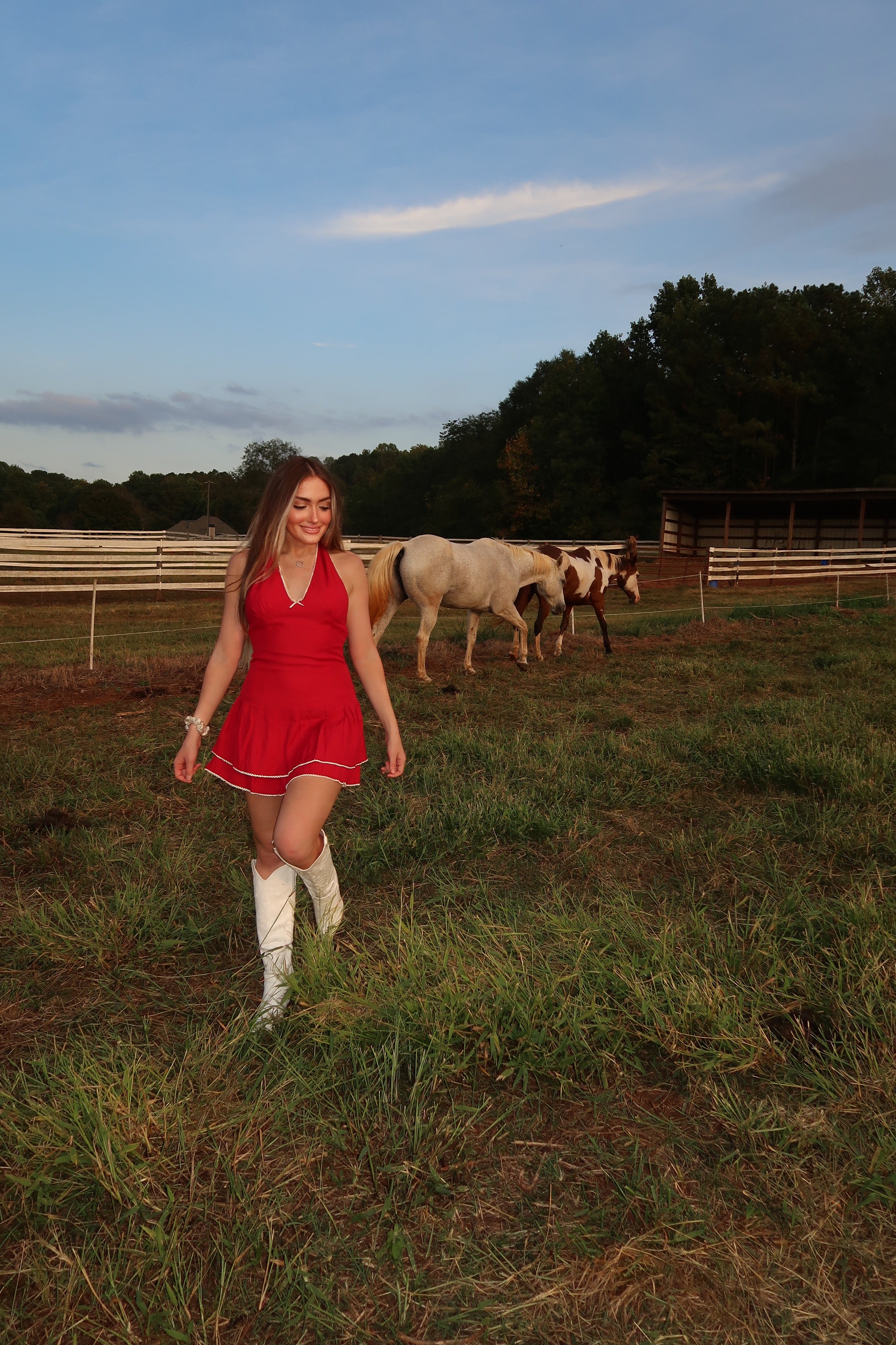 Ruby Halter Mini Dress- Red