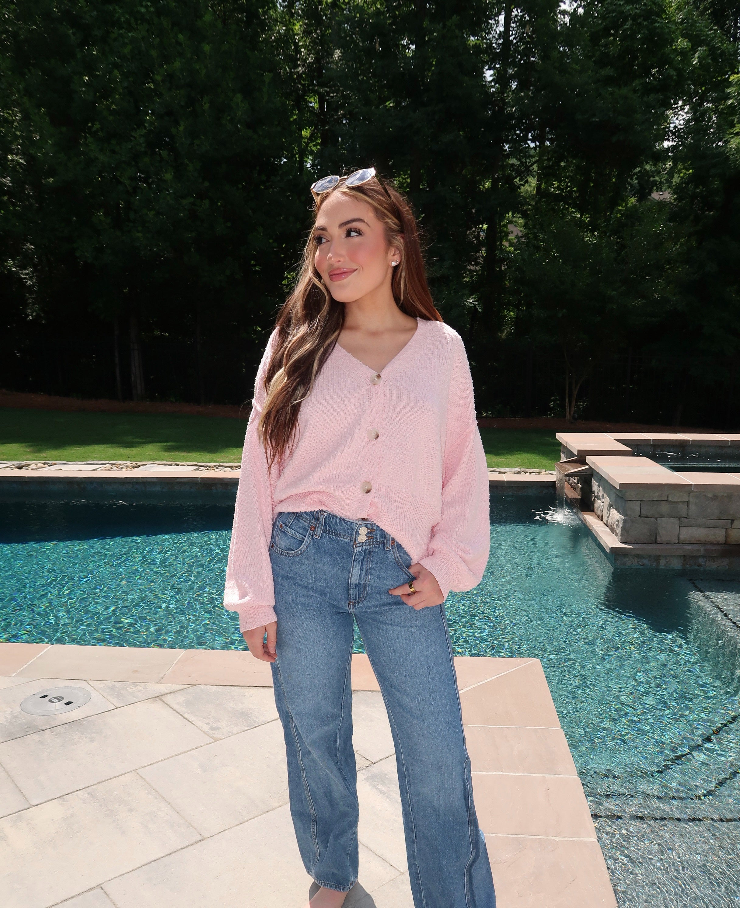 Tatum Oversized Knit Sweater- Light Pink