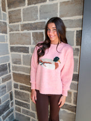Duck Knit Sweater- Pink