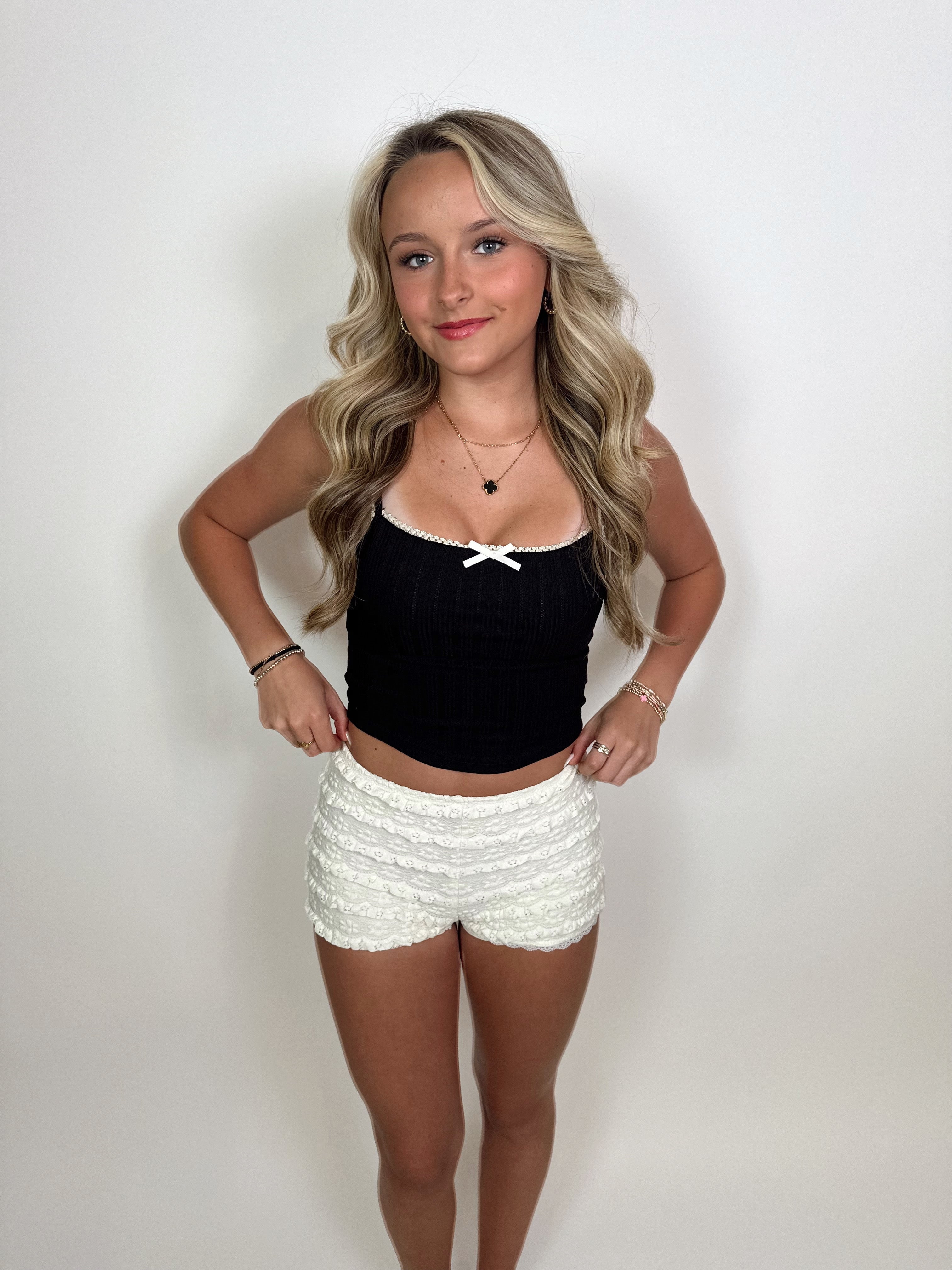 Soft Launch Lace Micro Shorts- White