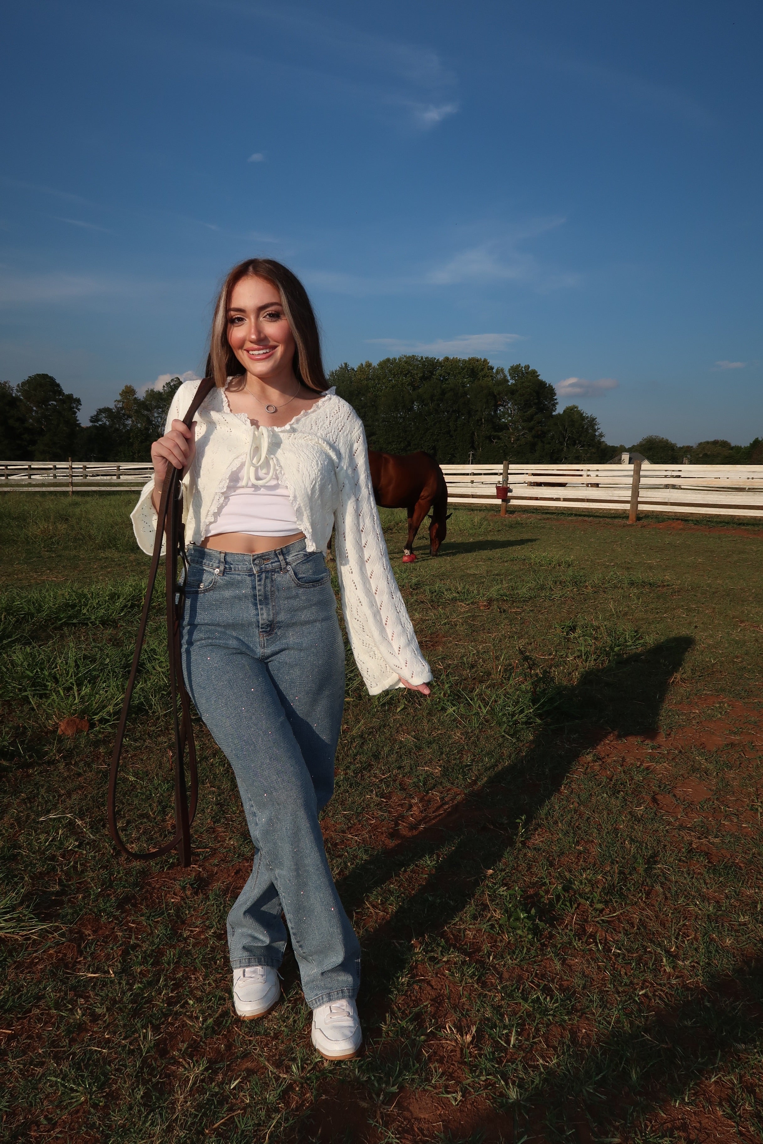Alice Open Knit Tie Front Shrug- Ivory