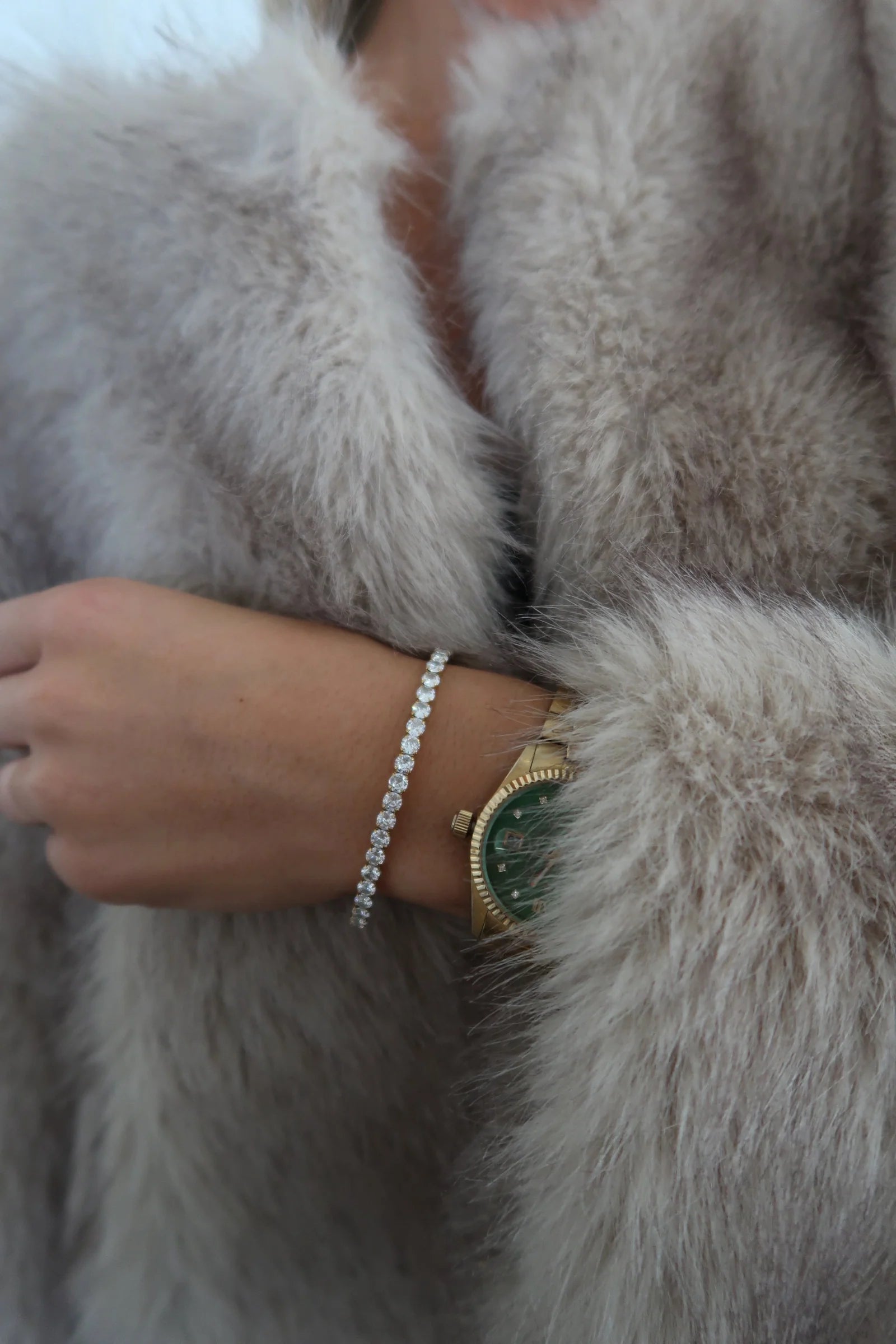 Thick Stretchy Tennis Bracelet- Silver