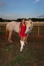 Ruby Halter Mini Dress- Red