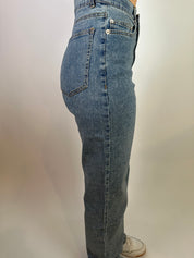 Subtle Flex Clear Crystal Embellished Jeans- Denim