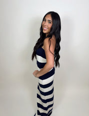 Sophie Striped Knit Maxi Dress- Navy