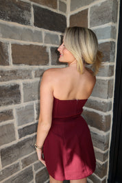 Audra Front Pocket Tube Mini Dress- Burgundy