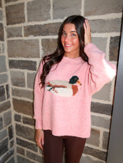 Duck Knit Sweater- Pink