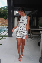 Amalie Polka Dot Twill Set- Black/White