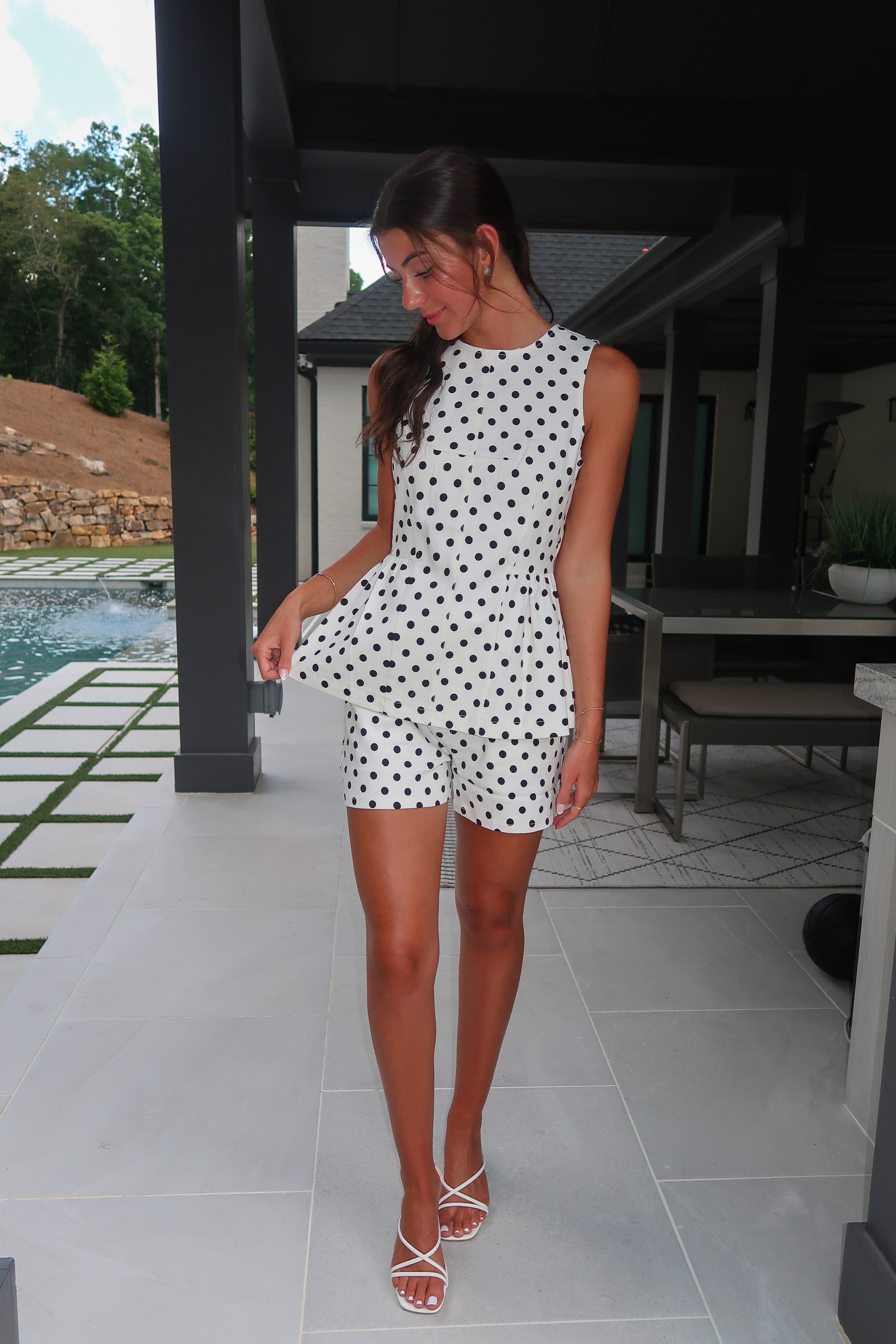 Amalie Polka Dot Twill Set- Black/White