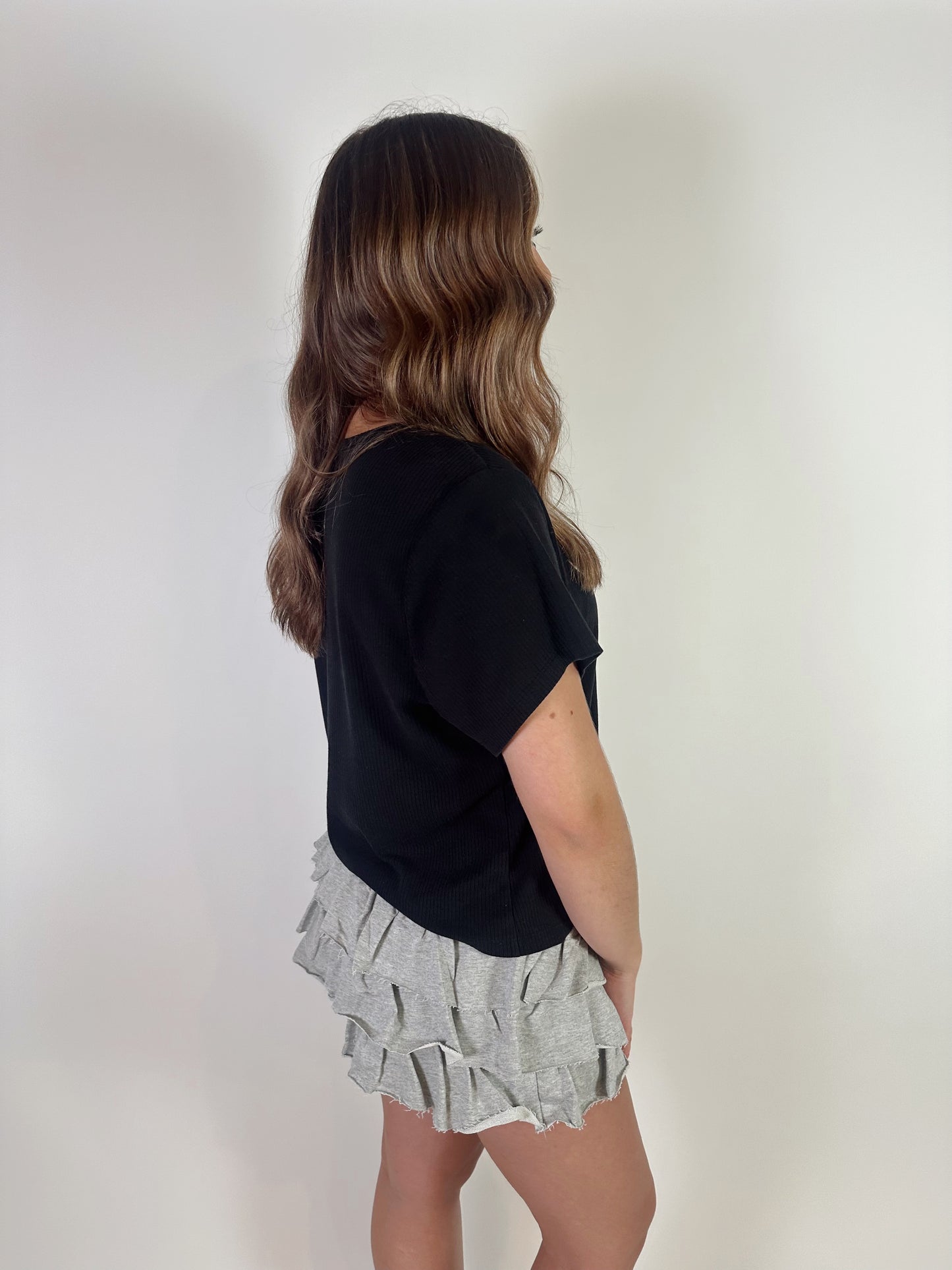 Flirt & Flow Ruffle Skort- Grey
