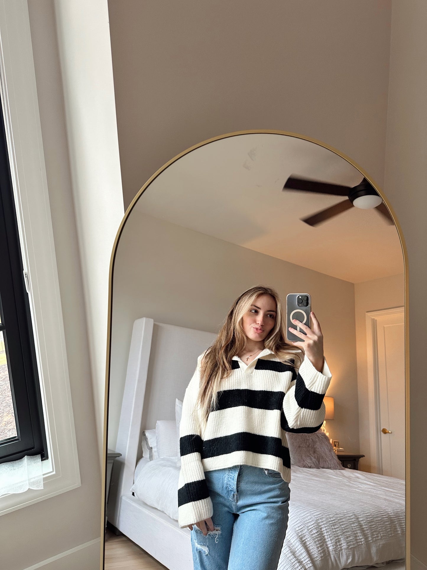 Zana Wide Collar Striped Sweater