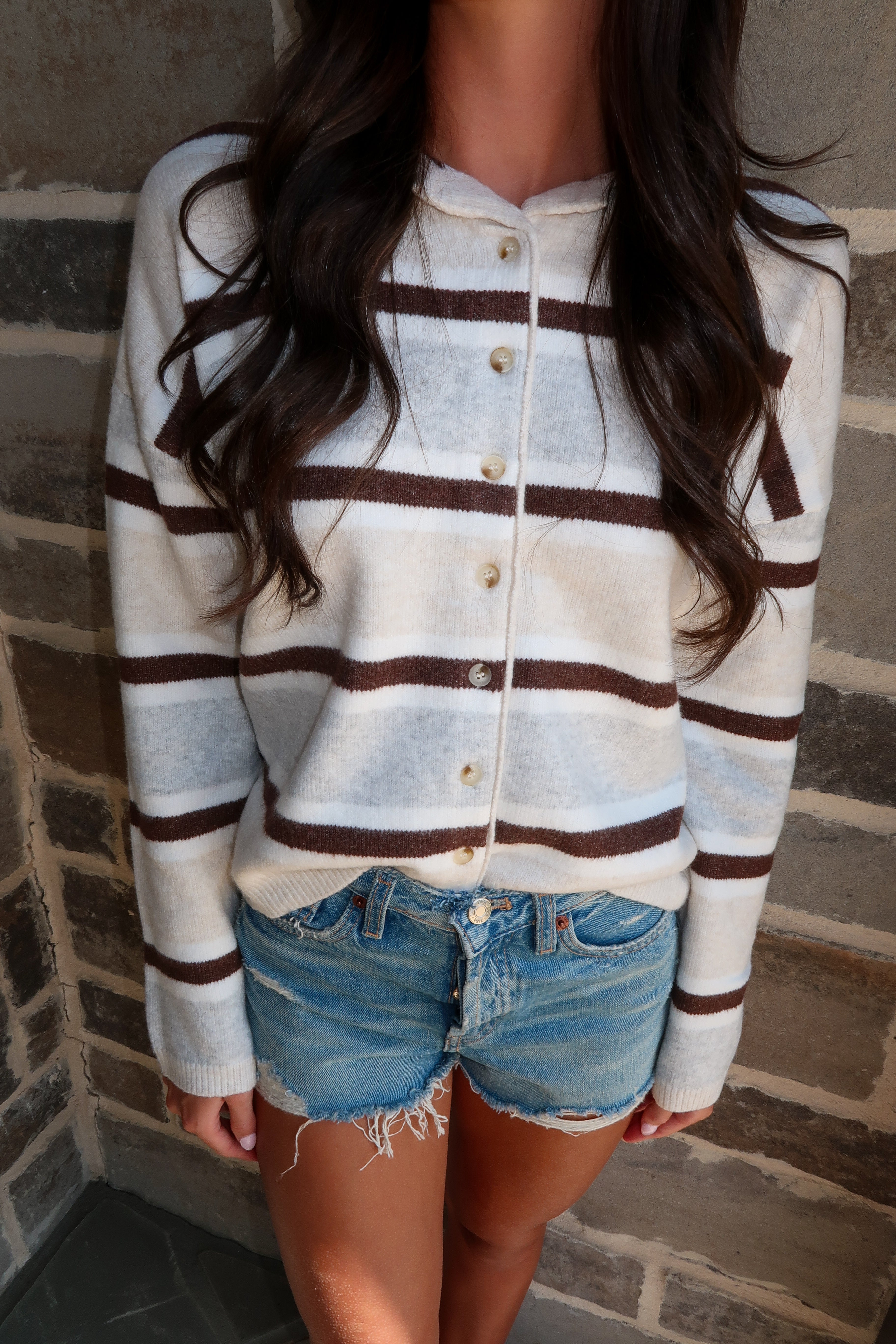 Bennett Striped Soft Cardigan- Cream/Multi