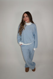 Hazel Mockneck Stripe Set- Blue