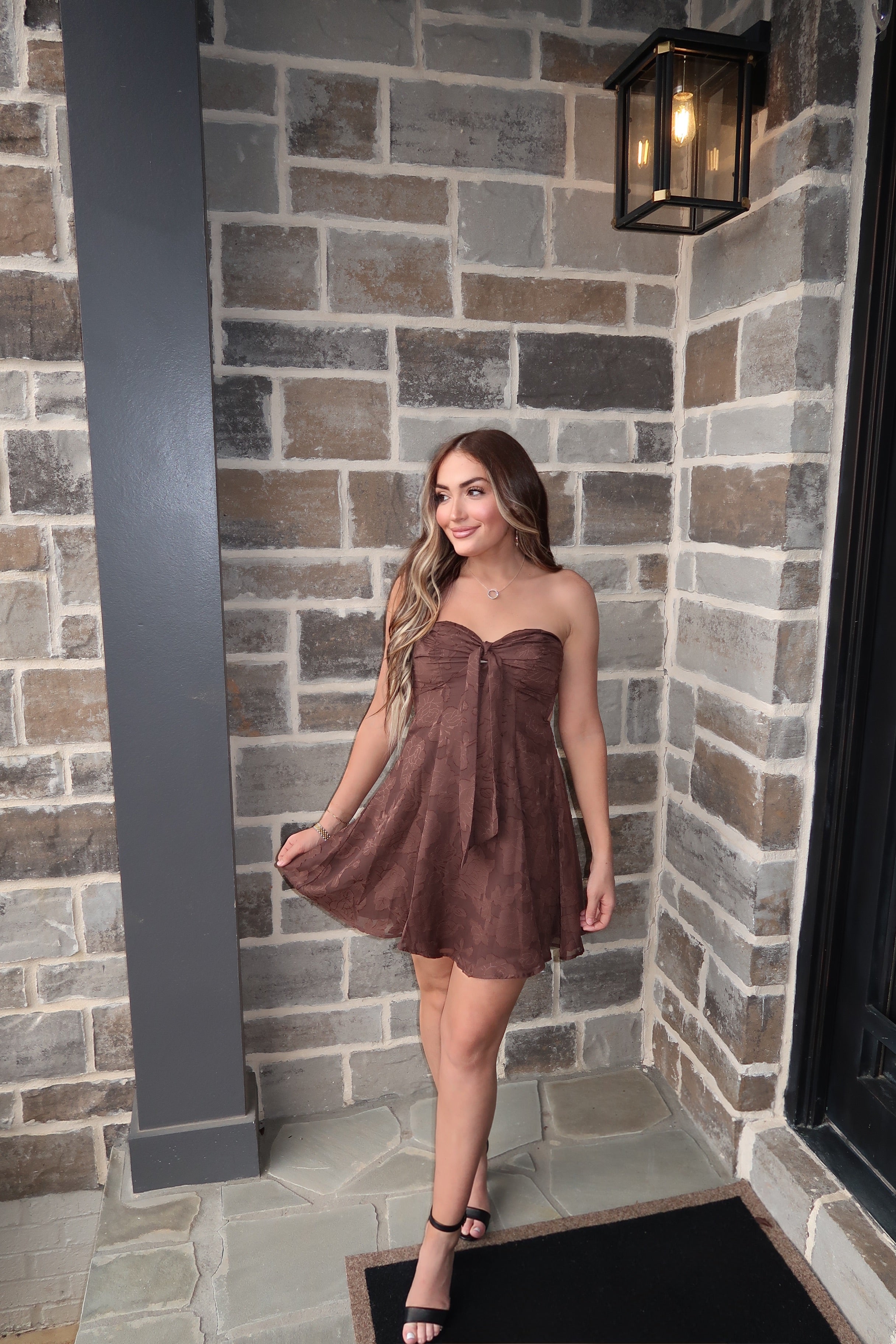 Lola Mini Dress- Chocolate