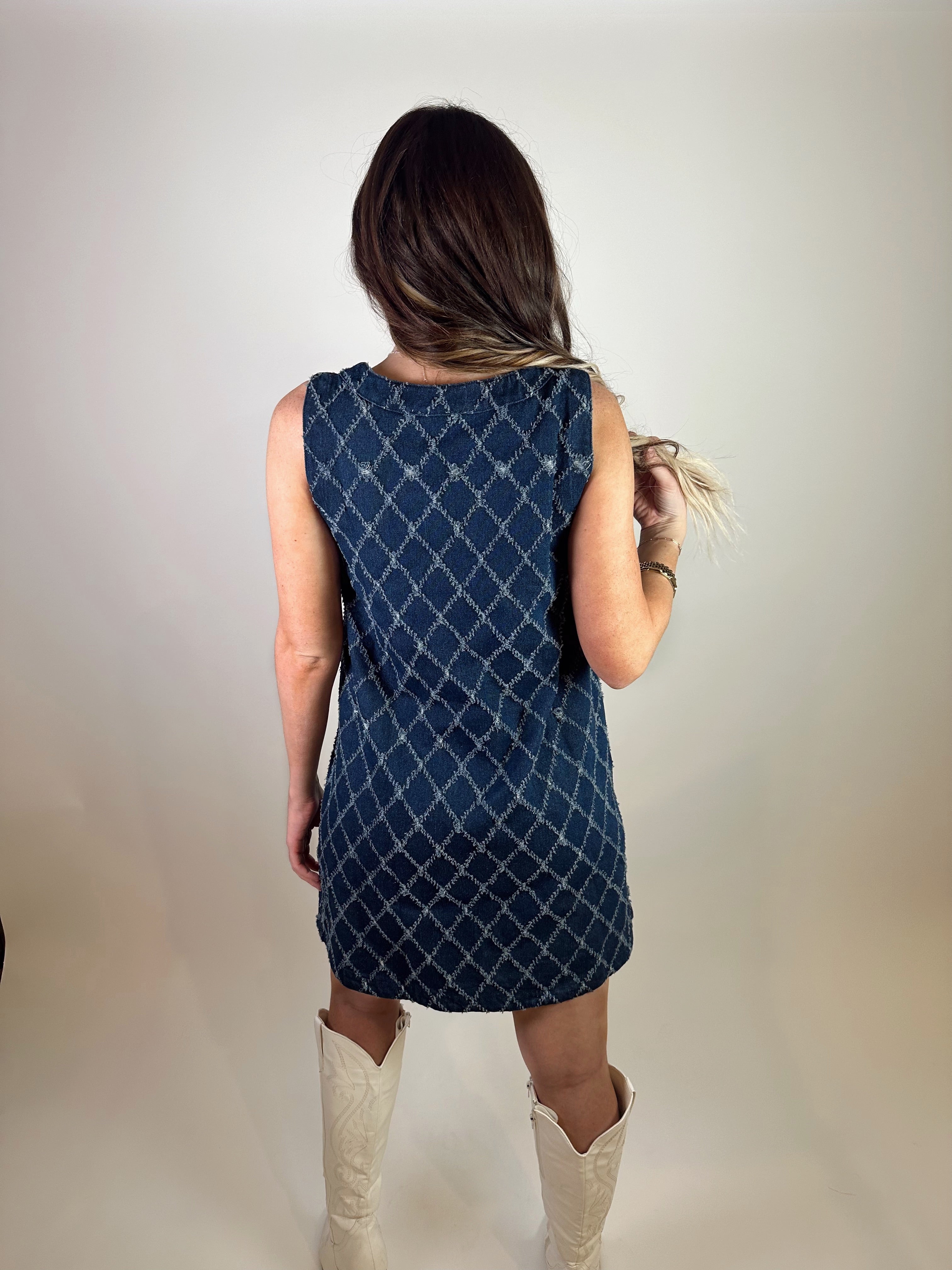 Auden Detailed Denim Dress- Dark Denim