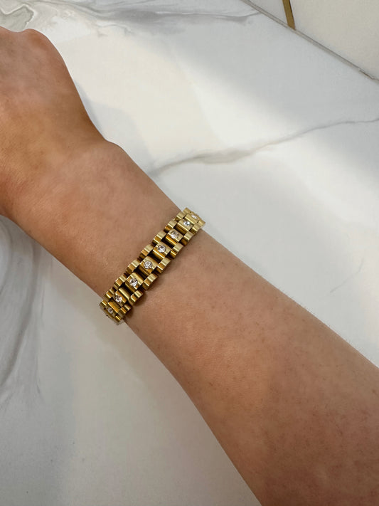 Diamond Gold Watch Band Bracelet
