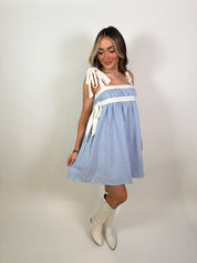 High Tea Babydoll Dress- Blue