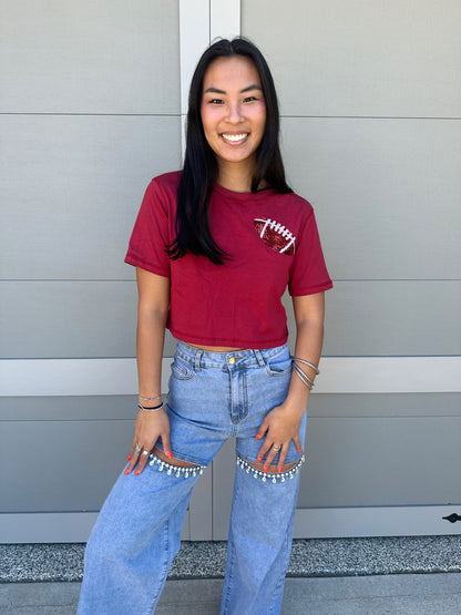 Go Team Football Cropped T-Shirt