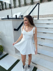 Frankie Polka Dot Athleisure Dress- White