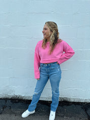 Penelope Hot Pink Cropped Sweater
