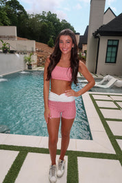 Cherry Picnic Athletic Set- Red Gingham