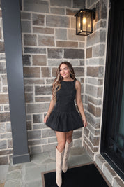 Jane Denim Bubble Hem Dress- Black Denim