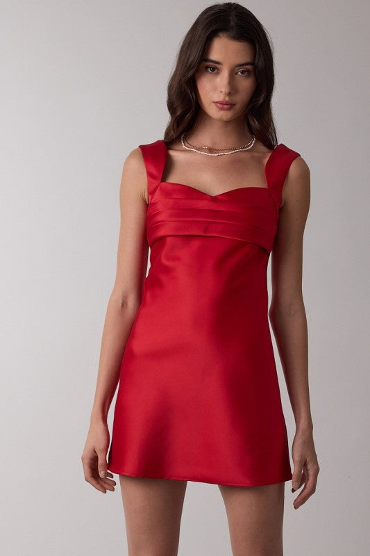 red sweetheart mini dress Isobel Pointed Sweetheart Neckline Mini Dress Red