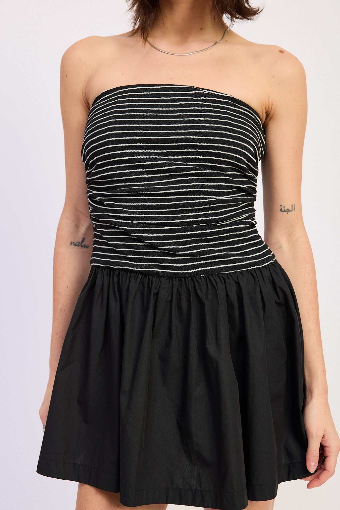Blaire Mix Media Mini Tube Dress- Black