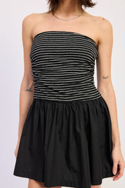 Blaire Mix Media Mini Tube Dress- Black