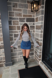 Riley Long Sleeve Striped Sweater- White/Black