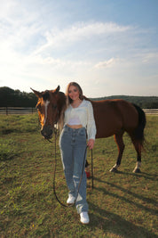 Alice Open Knit Tie Front Shrug- Ivory