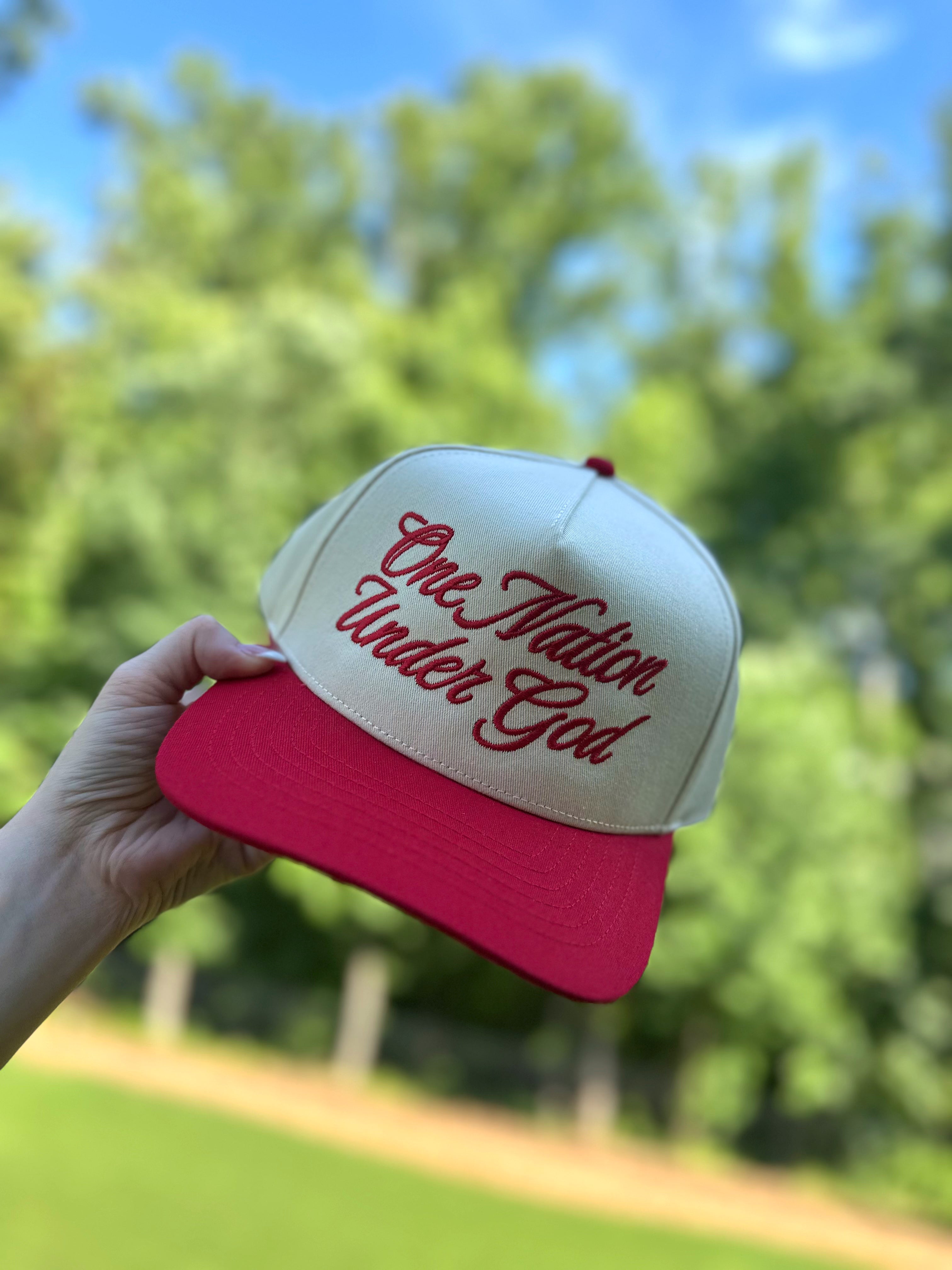One Nation Under God Trucker Hat- Red
