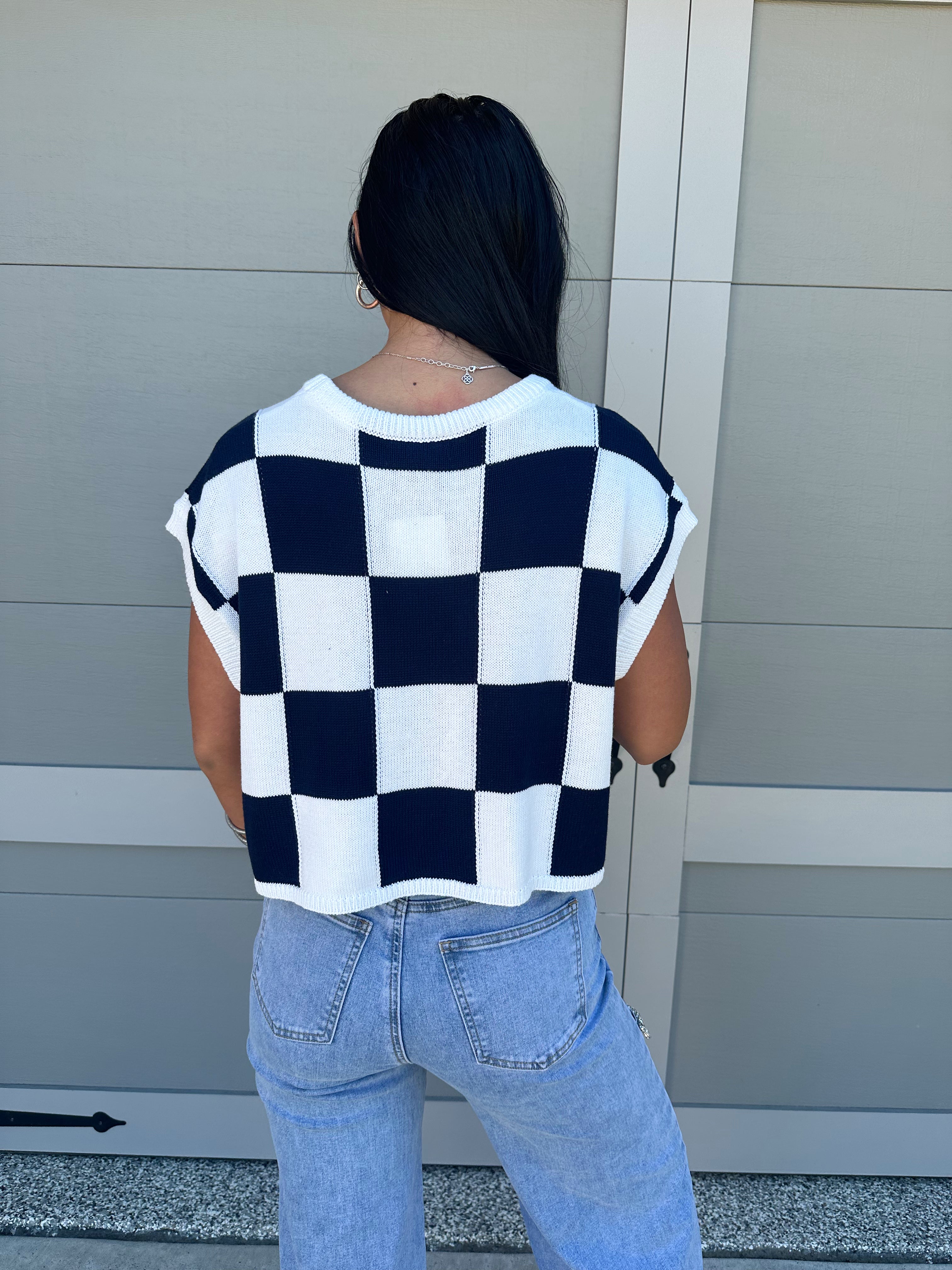 Nora Checkered Sweater Top