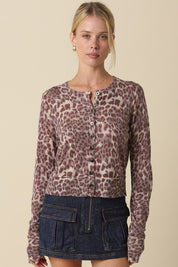 Lou Leopard Cardigan- Pink/Brown