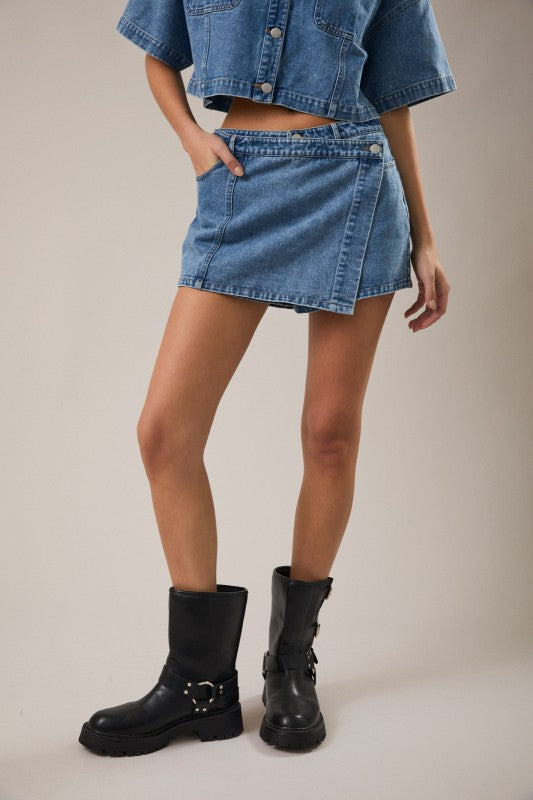 Jordan Denim Wrap Skort- Denim