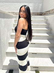 Heather Striped Tube Midi Dress