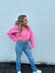 Penelope Hot Pink Cropped Sweater