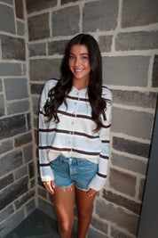 Bennett Striped Soft Cardigan- Cream/Multi