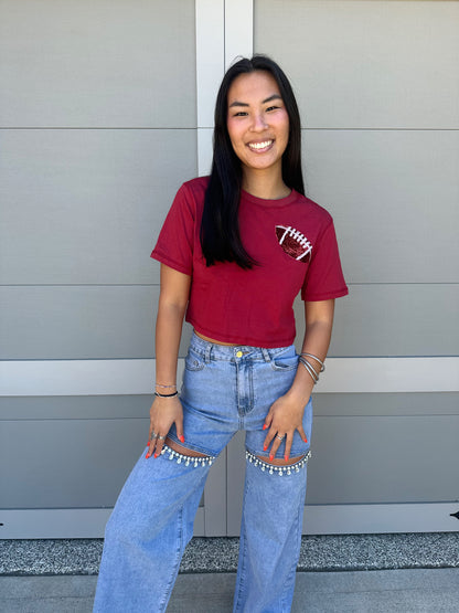 Go Team Football Cropped T-Shirt