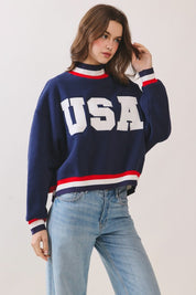 USA Mockneck- Navy