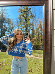 Harper Houndstooth V-Neck Sweater