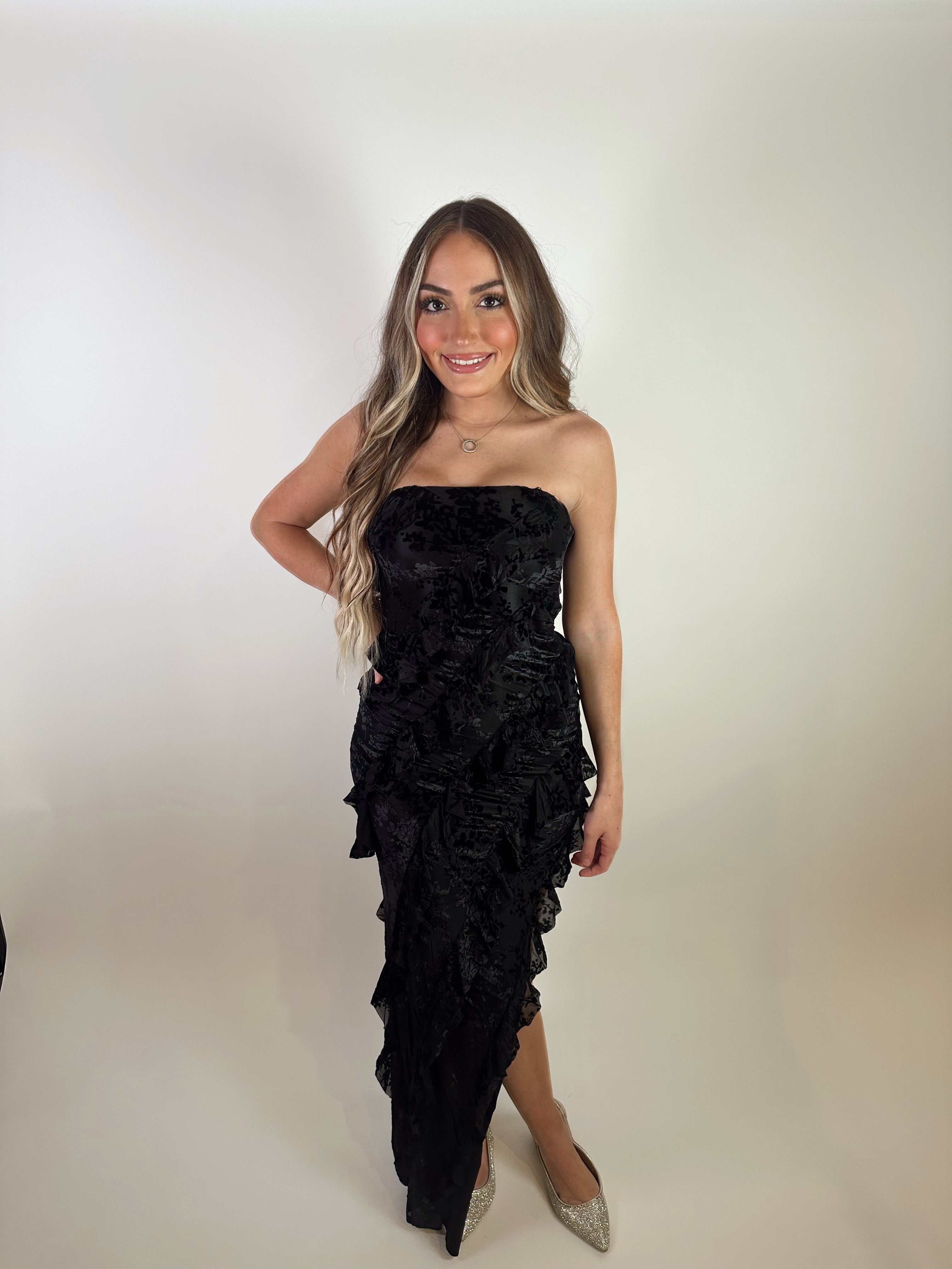 Carra Floral Maxi Dress- Black Velvet