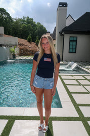 American Flag Short Sleeve T-Shirt- Navy