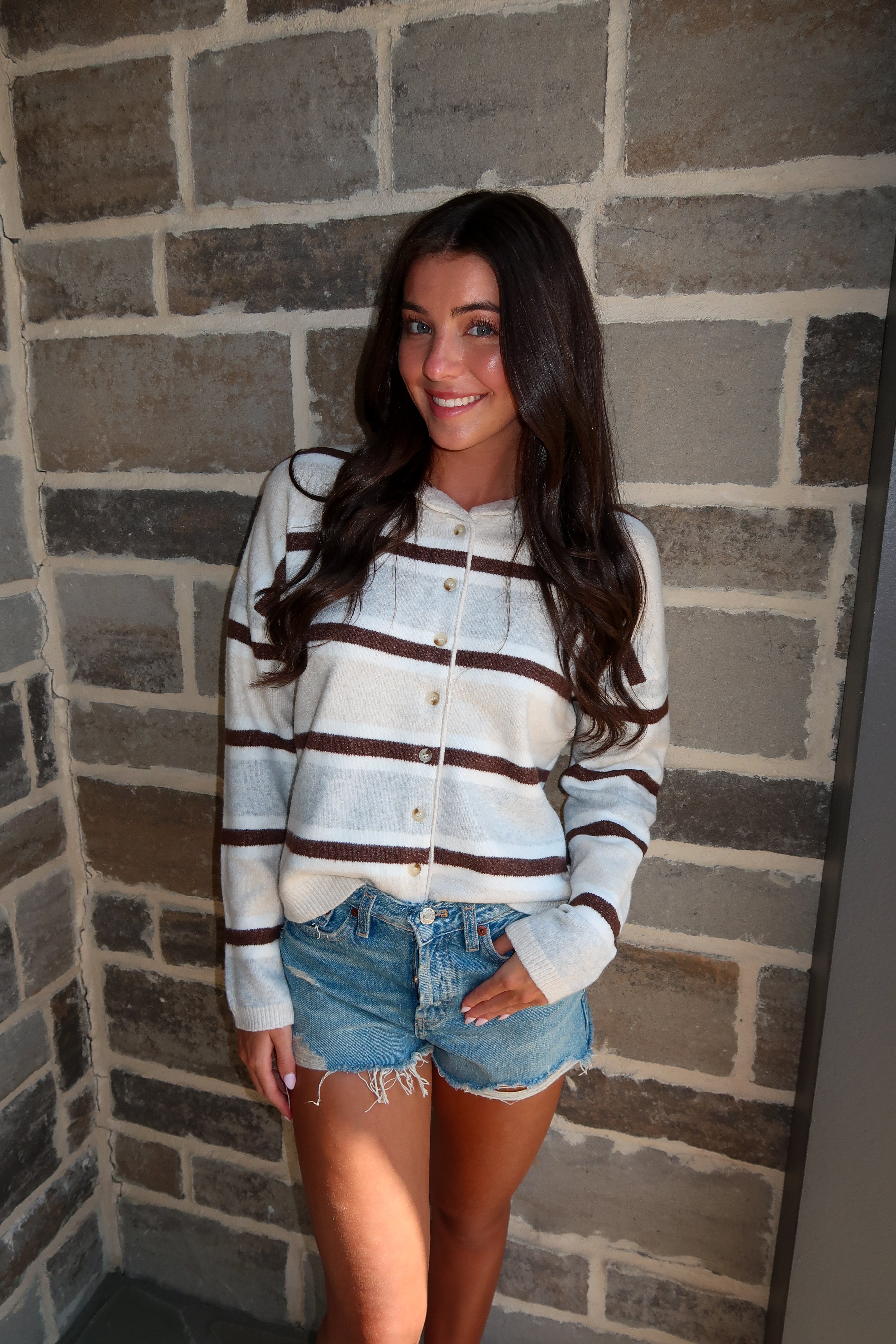 Bennett Striped Soft Cardigan- Cream/Multi