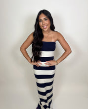 Sophie Striped Knit Maxi Dress- Navy