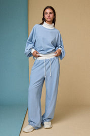 Hazel Mockneck Stripe Set- Blue