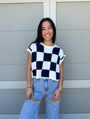 Nora Checkered Sweater Top