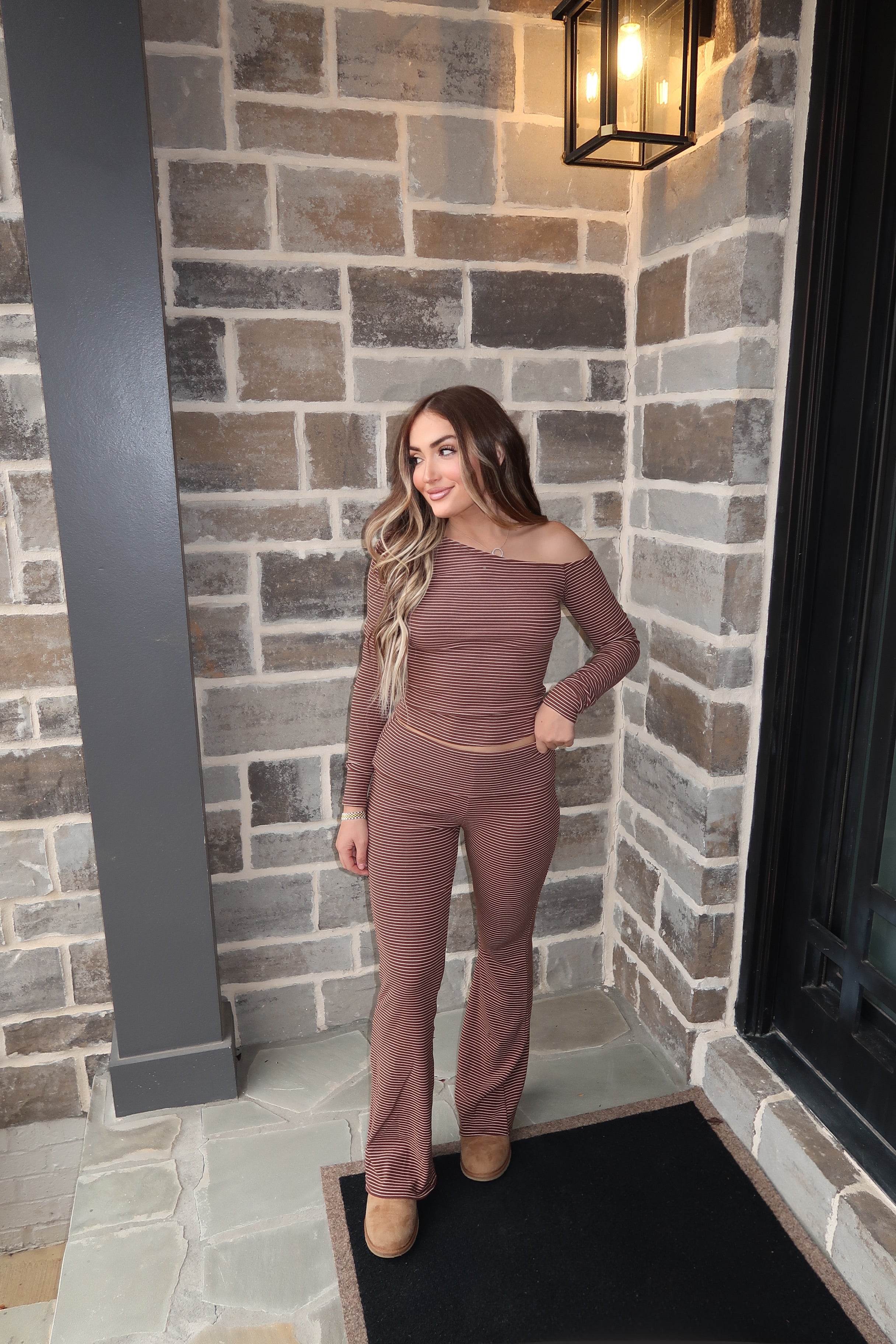 Saylor Striped Top- Brown