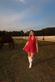 Ruby Halter Mini Dress- Red
