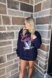 Lucky Duck Graphic Reversible Mockneck- Navy